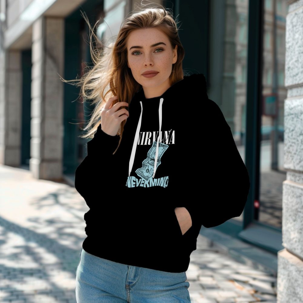 Sweat-shirt à capuche Femme Nirvana avec un design de Nirvana Nevermind blanc