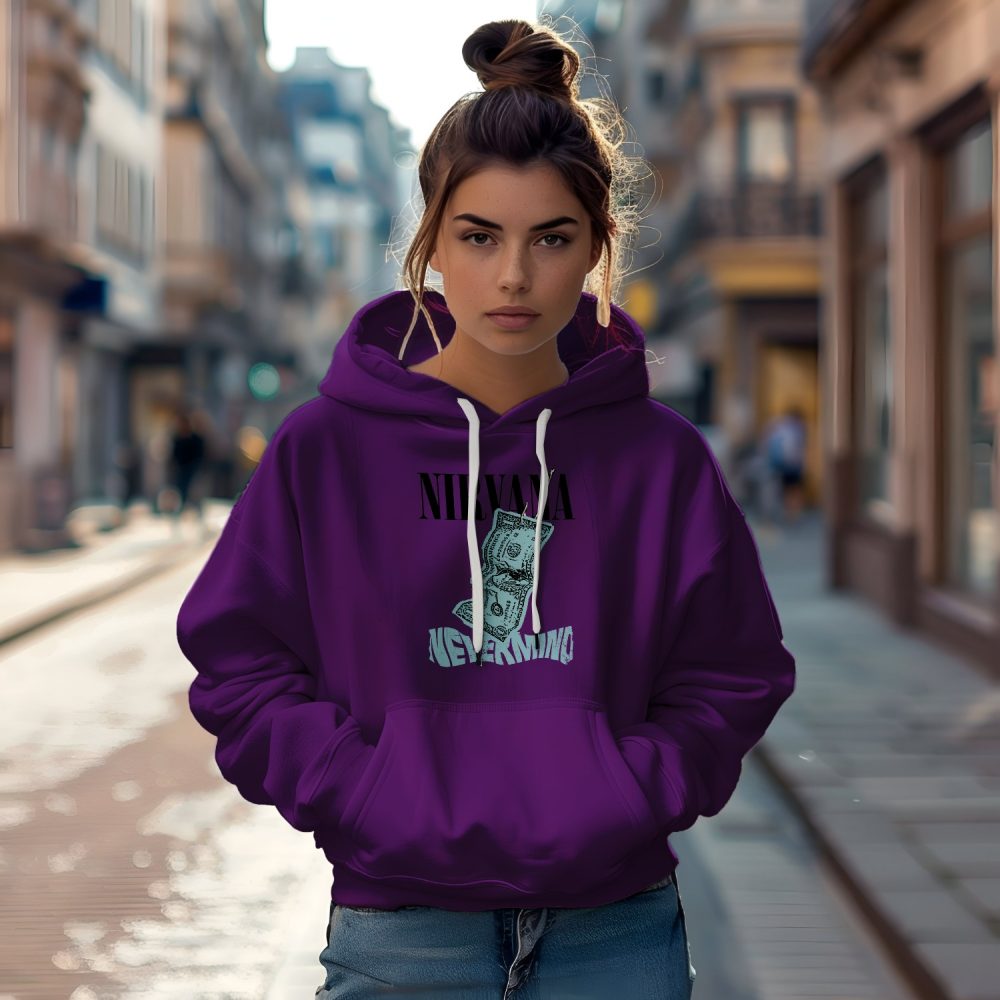 Sweat-shirt à capuche Femme Nirvana avec un design de Nirvana Nevermind noir