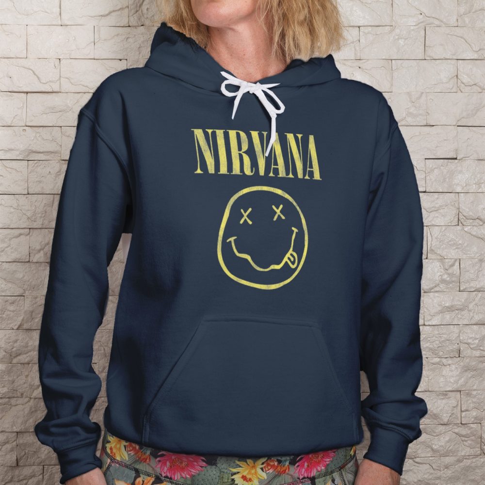 Sweat-shirt à capuche Femme Nirvana avec un design de Nirvana Smiley jaune