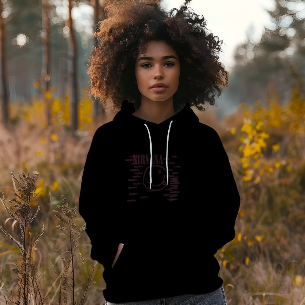 Sweat-shirt à capuche Femme Nirvana avec un design de Nirvana Negative Creep bordeaux