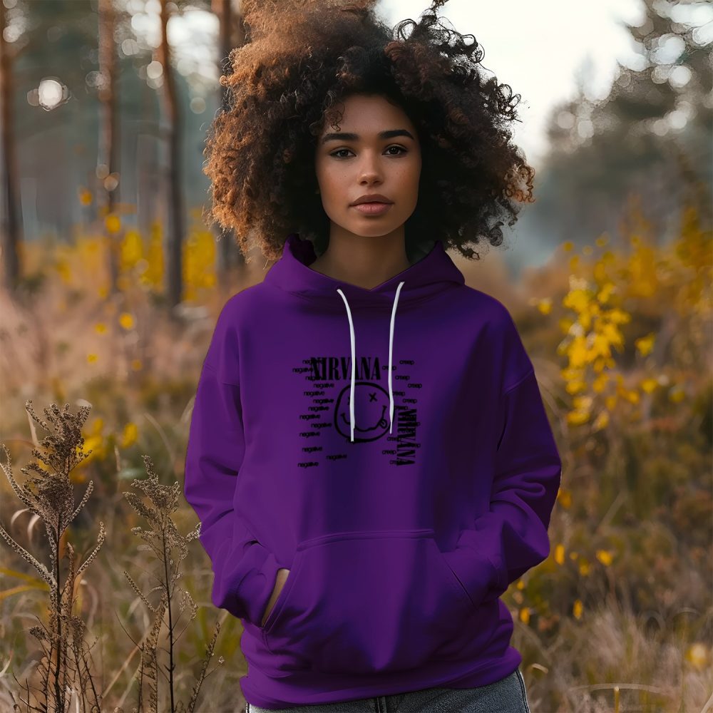 Sweat-shirt à capuche Femme Nirvana avec un design de Nirvana Negative Creep noir