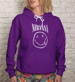Sweat-shirt à capuche Femme Nirvana avec un design de Nirvana Smiley Artwork blanc