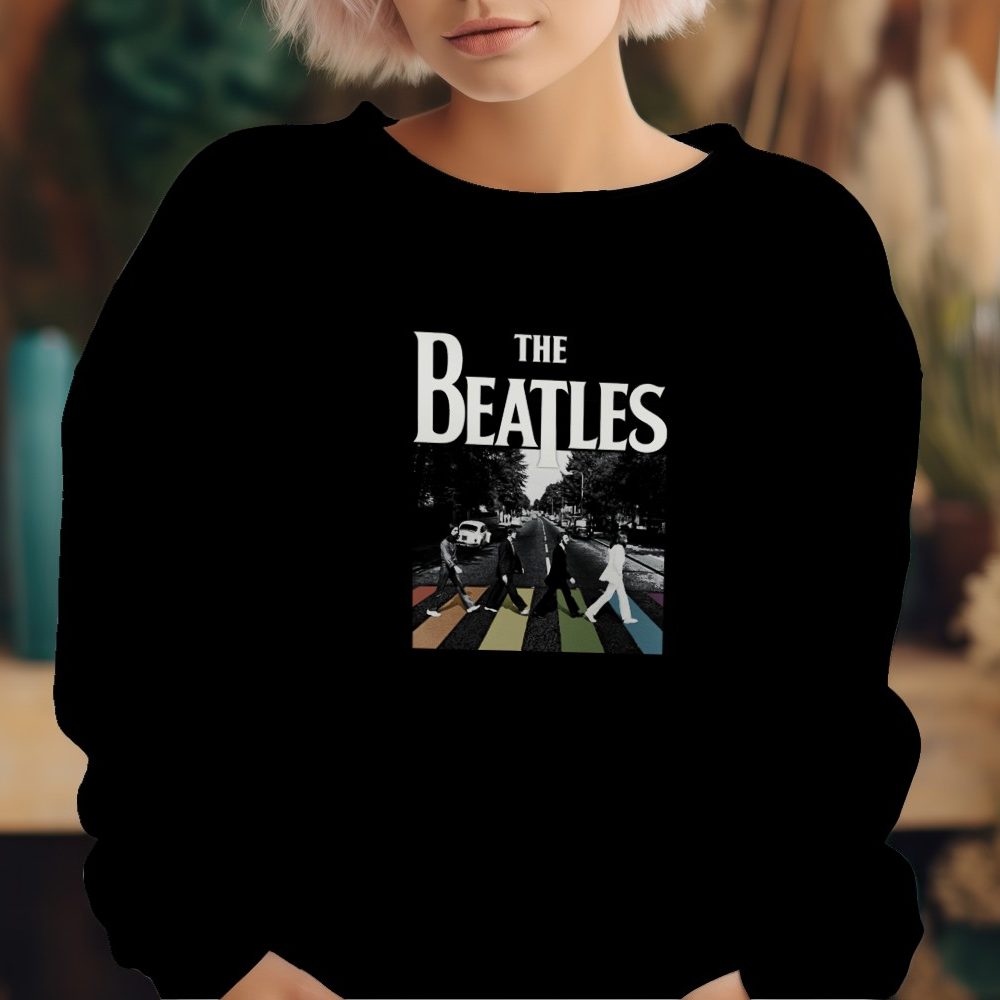 Sweat oversize coton bio Femme The Beatles avec un design de The Beatles Crossing Road color