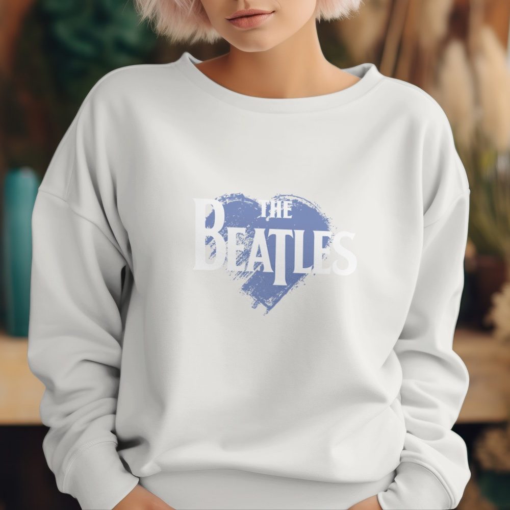 Sweat oversize coton bio Femme The Beatles avec un design de The Beatles Heart blanc