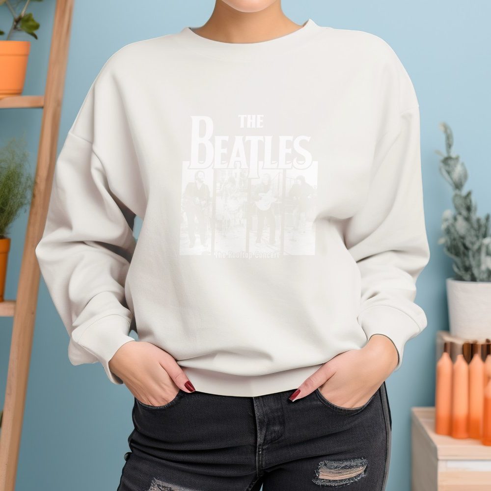 Sweat oversize coton bio Femme The Beatles avec un design de The Beatles Live blanc