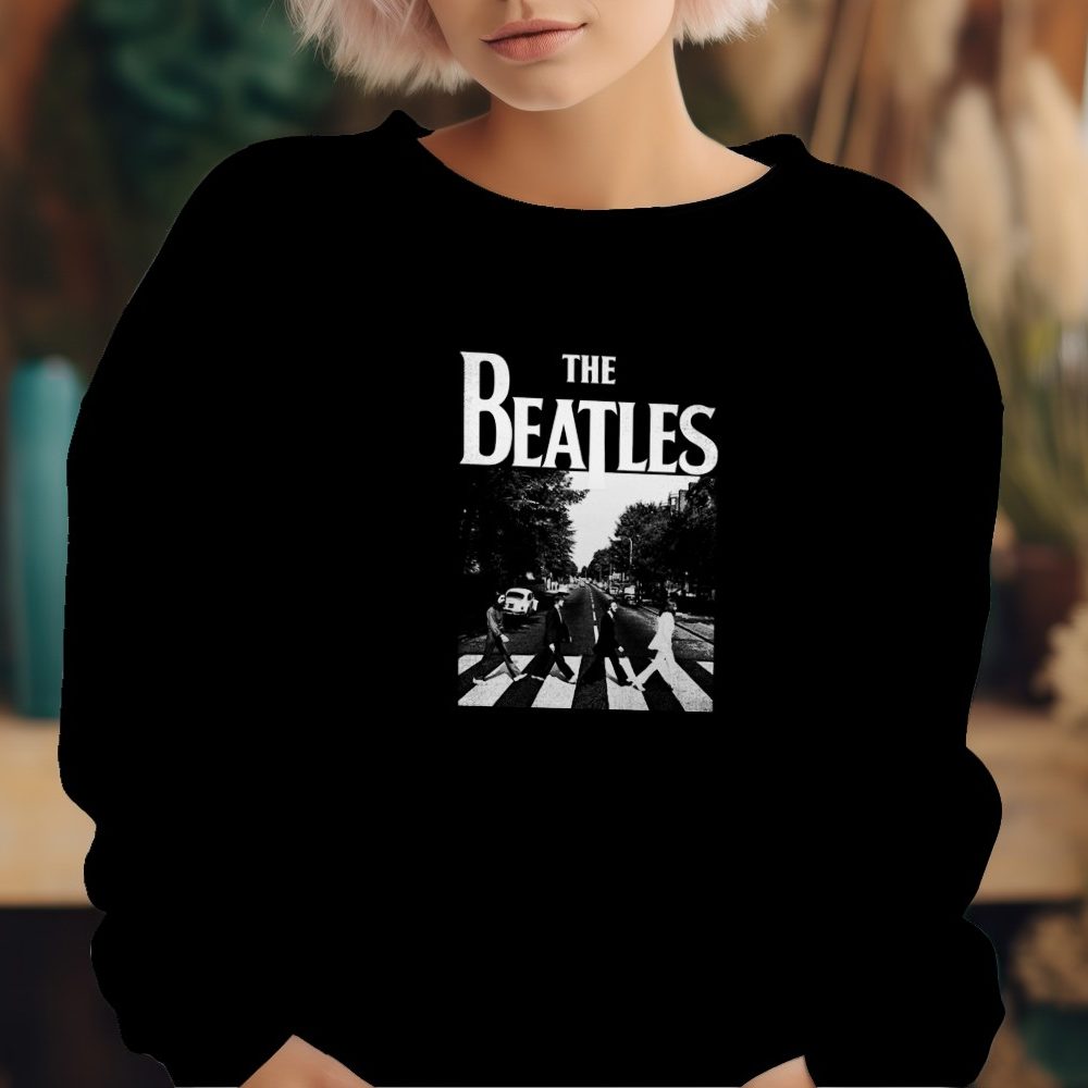Sweat oversize coton bio Femme The Beatles avec un design de The Beatles Crossing Road blanc