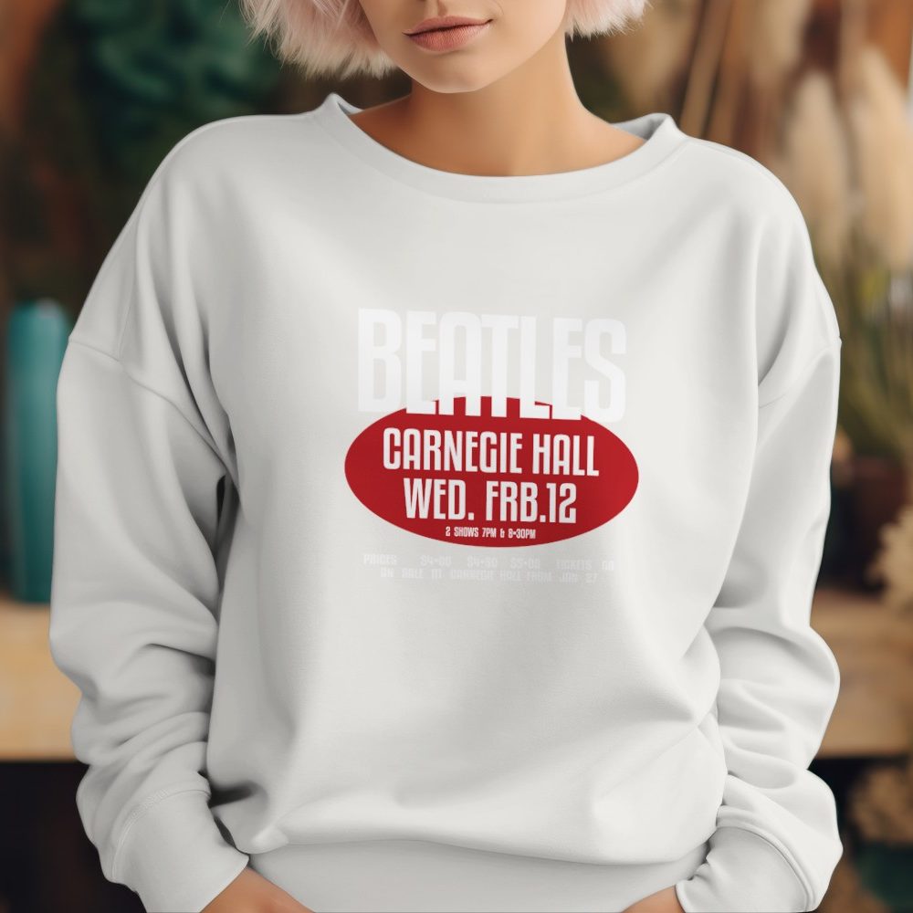 Sweat oversize coton bio Femme The Beatles avec un design de The Beatles Carnegie Hall rouge