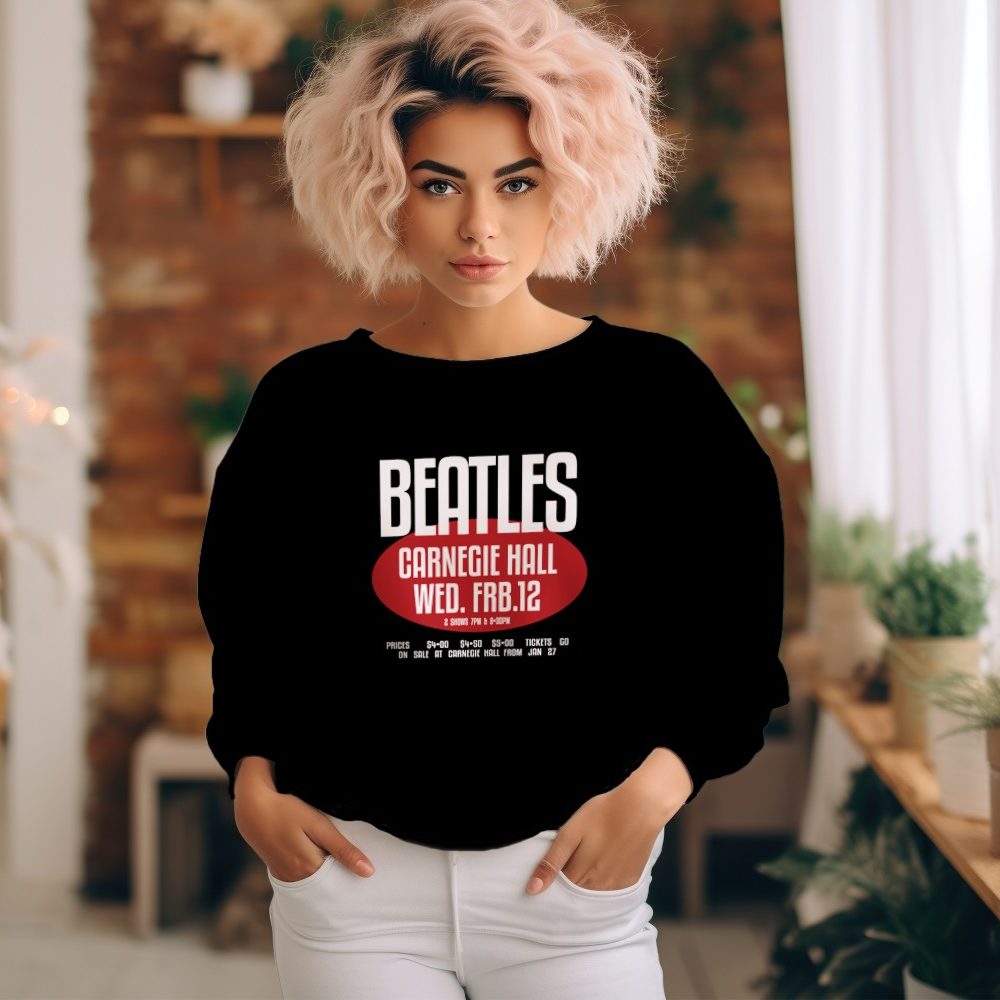 Sweat oversize coton bio Femme The Beatles avec un design de The Beatles Carnegie Hall rouge