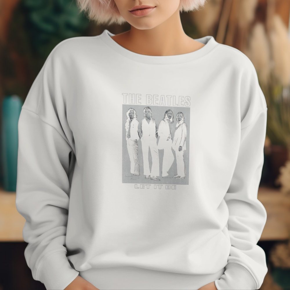Sweat oversize coton bio Femme The Beatles avec un design de The Beatles Let It Be blanc