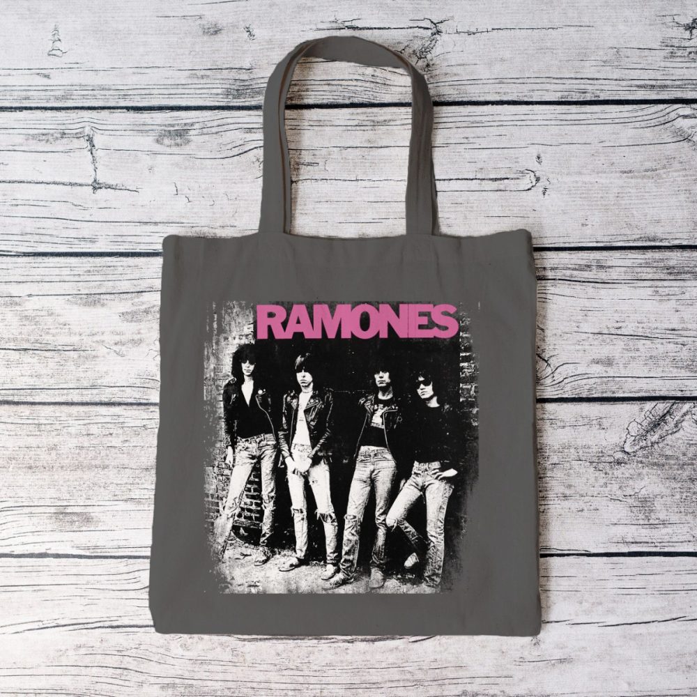Tote bag coton bio Femme Ramones avec un design de Ramones Groupe noir