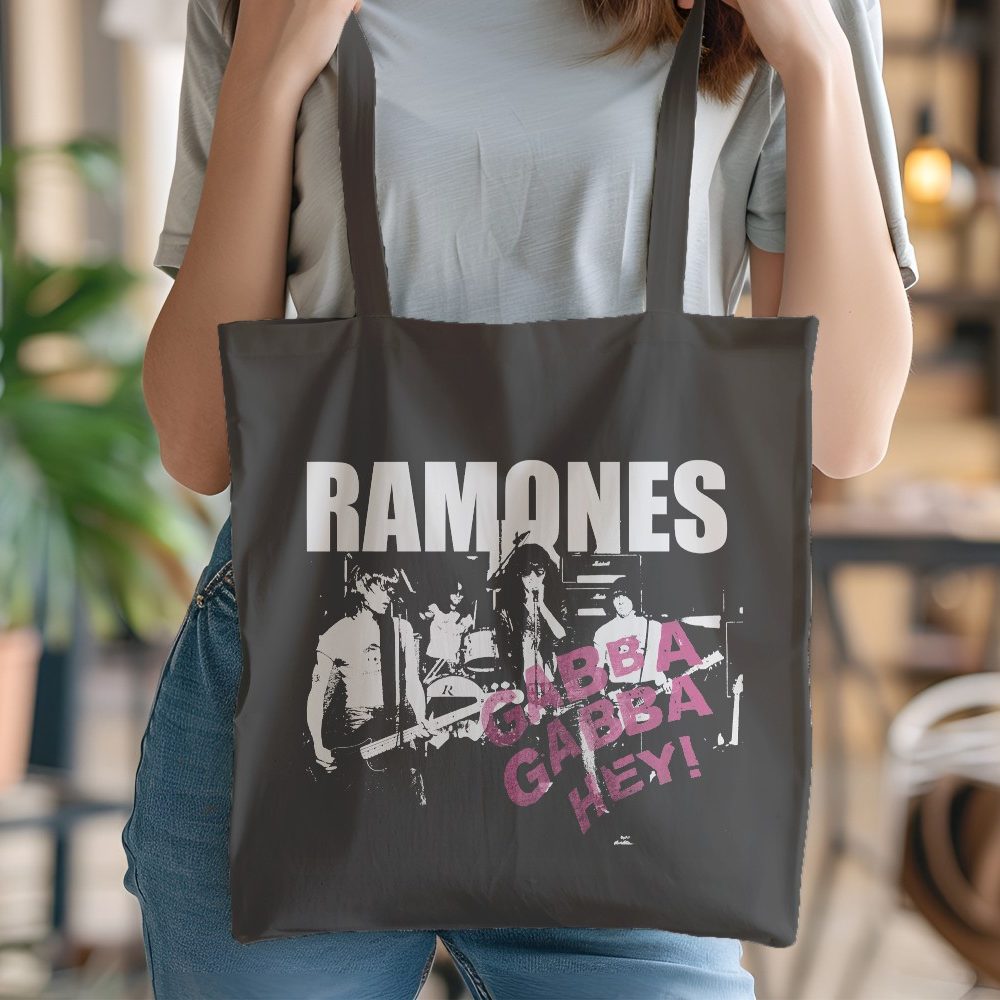 Tote bag coton bio Femme Ramones avec un design de Ramones Gabba Gabba Hey