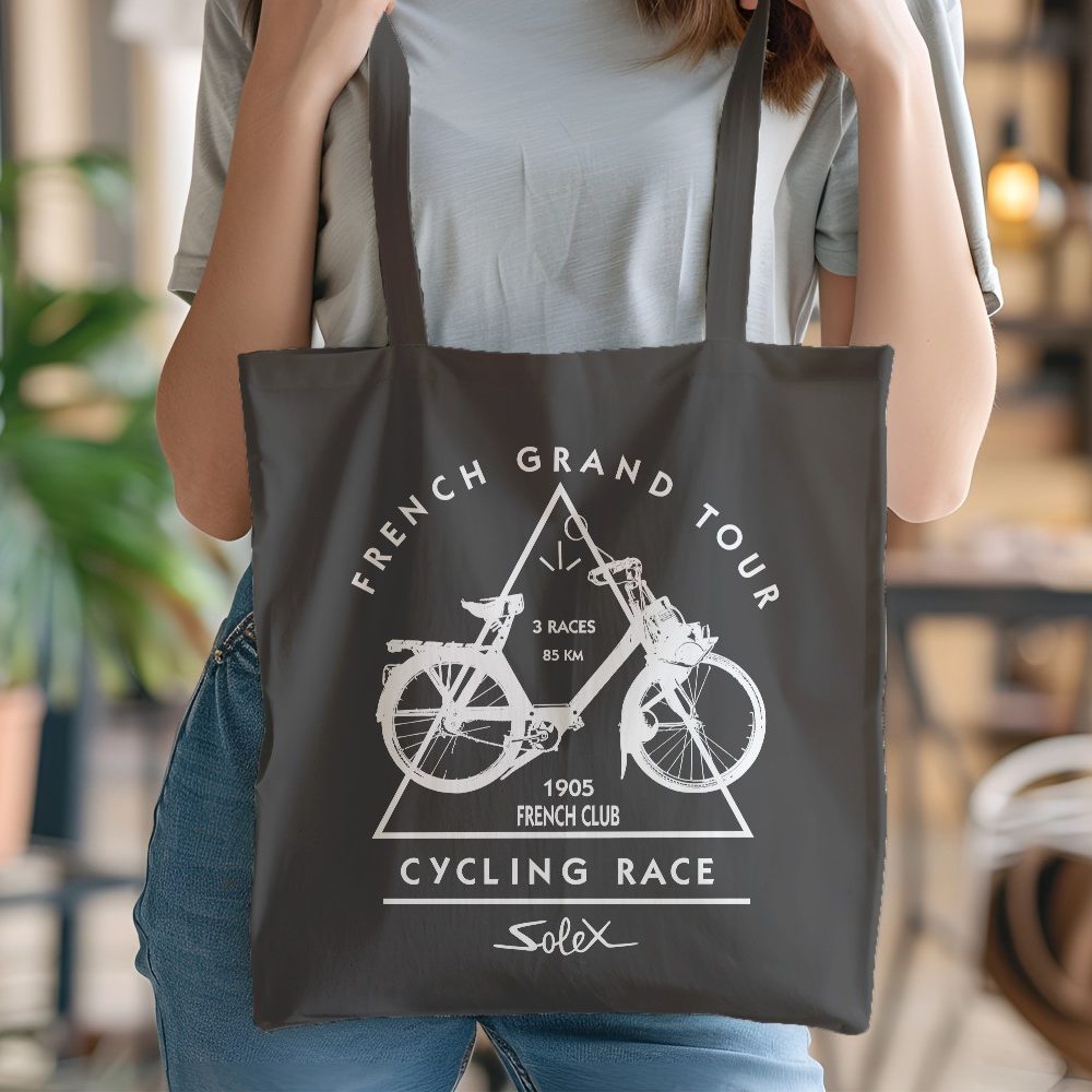 Tote bag coton bio Solex avec un design de Solex French Grand Tour blanc