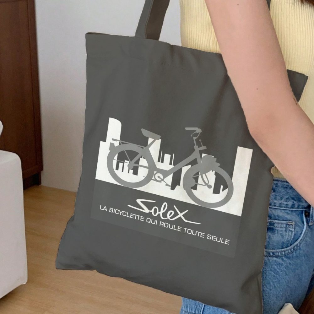 Tote bag coton bio Solex avec un design de Solex Silhouette gris