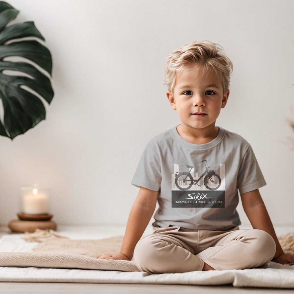 T-shirt coton bio Bébé Solex avec un design de Solex Silhouette gris