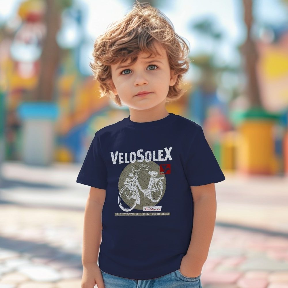 T-shirt coton bio Bébé Solex avec un design de Solex Révolutionnaire taupe