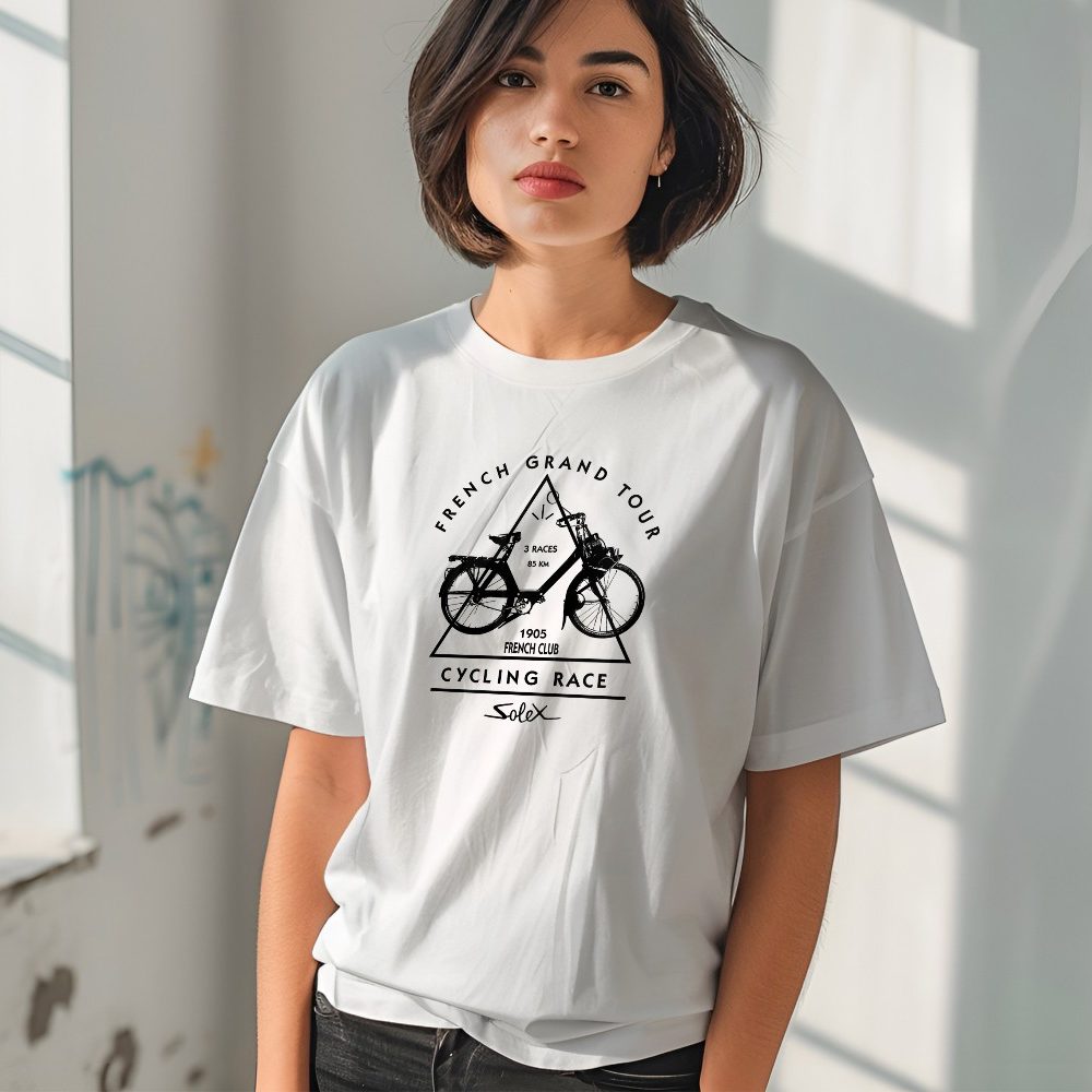 T-shirt oversize coton bio Femme Solex avec un design de Solex French Grand Tour noir