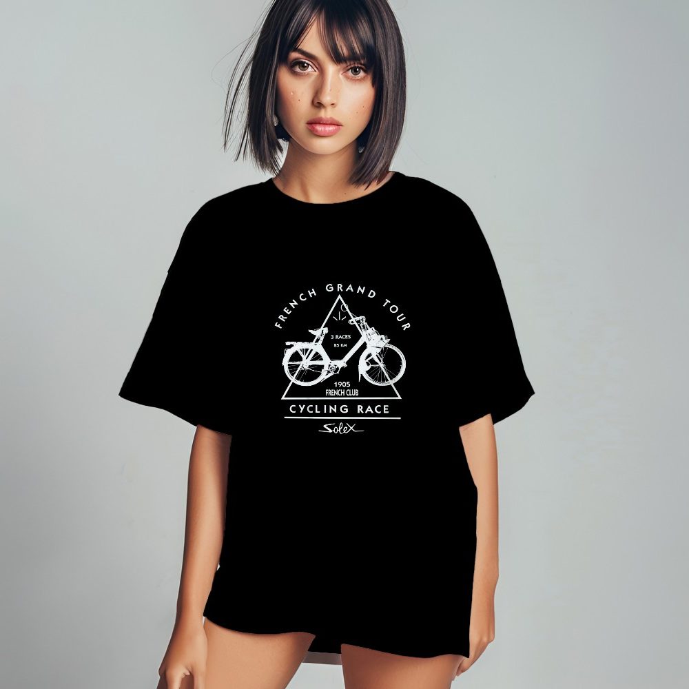 T-shirt oversize coton bio Femme Solex avec un design de Solex French Grand Tour blanc