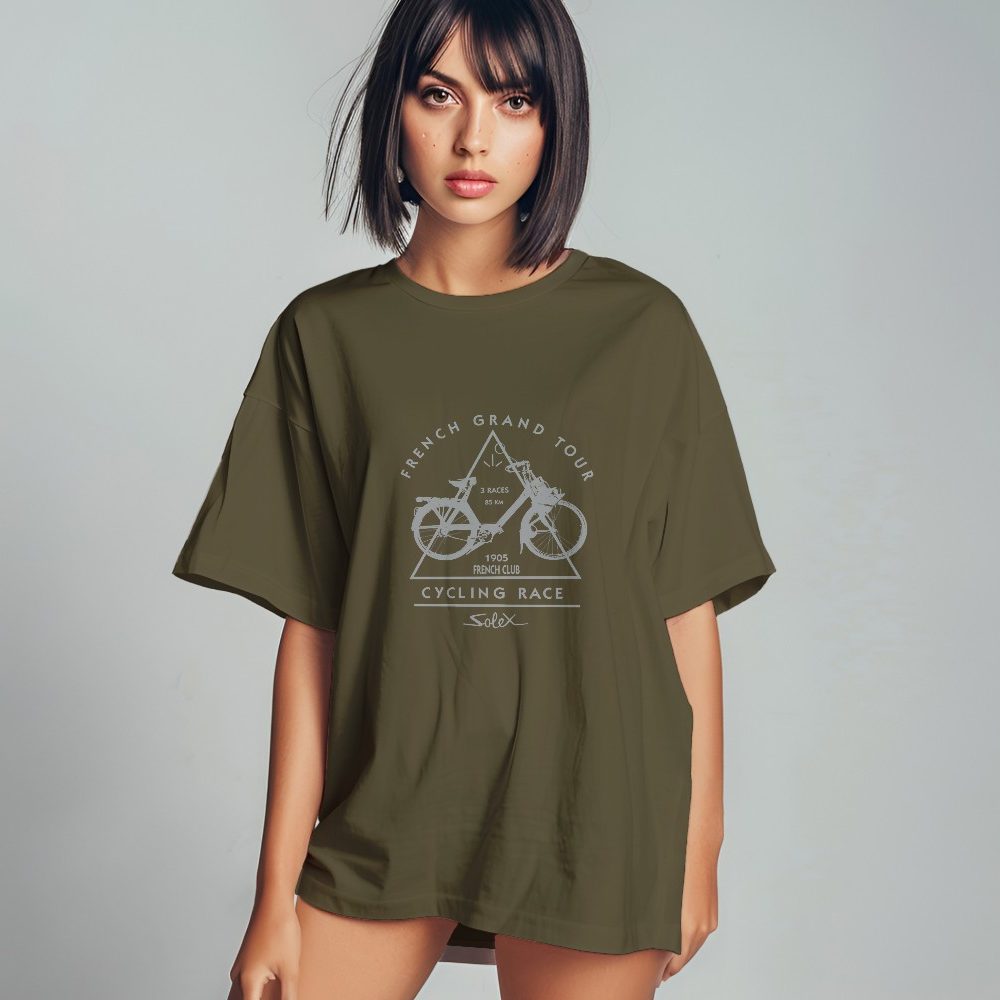 T-shirt oversize coton bio Femme Solex avec un design de Solex French Grand Tour gris
