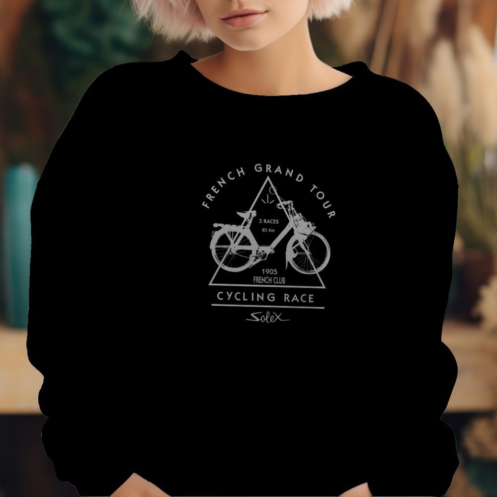 Sweat oversize coton bio Femme Solex avec un design de Solex French Grand Tour gris