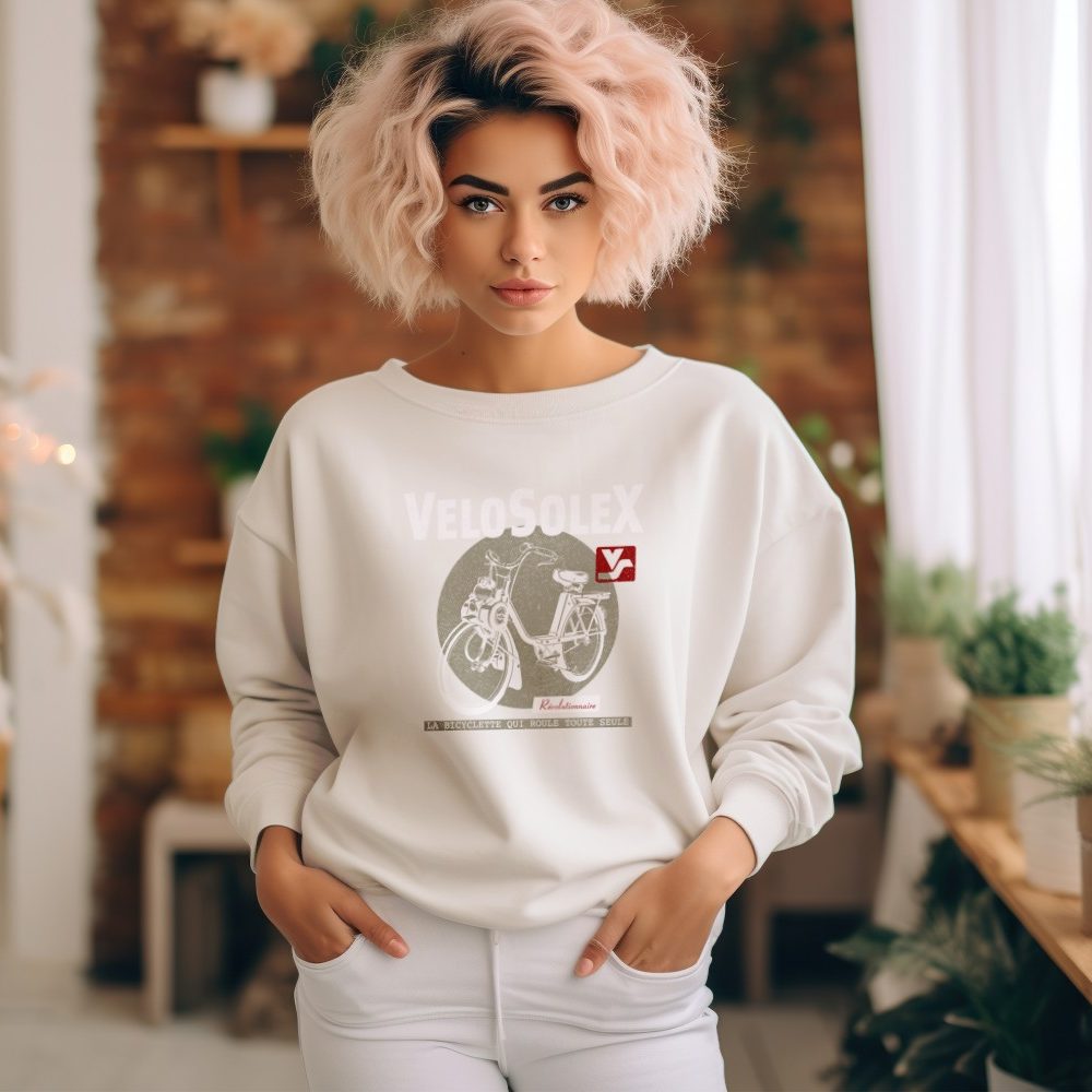 Sweat oversize coton bio Femme Solex avec un design de Solex Révolutionnaire taupe