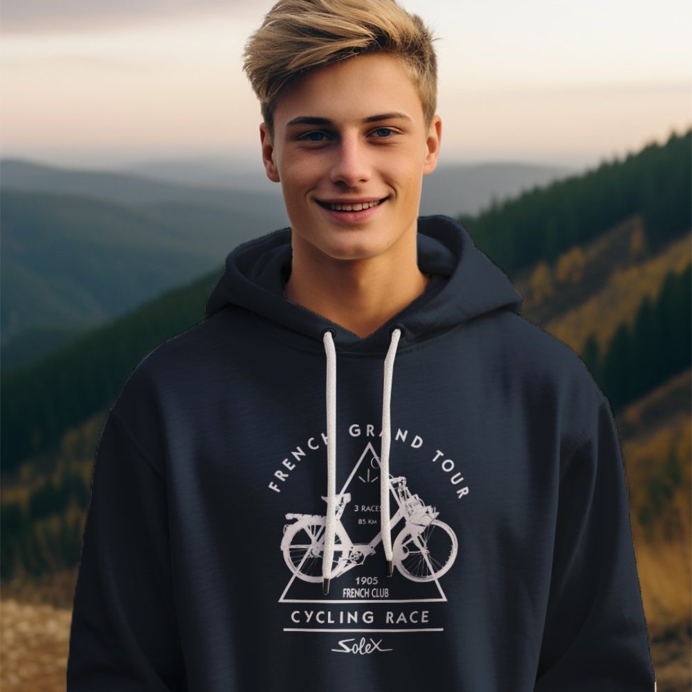 Pull à capuche  Enfant Solex avec un design de Solex French Grand Tour blanc