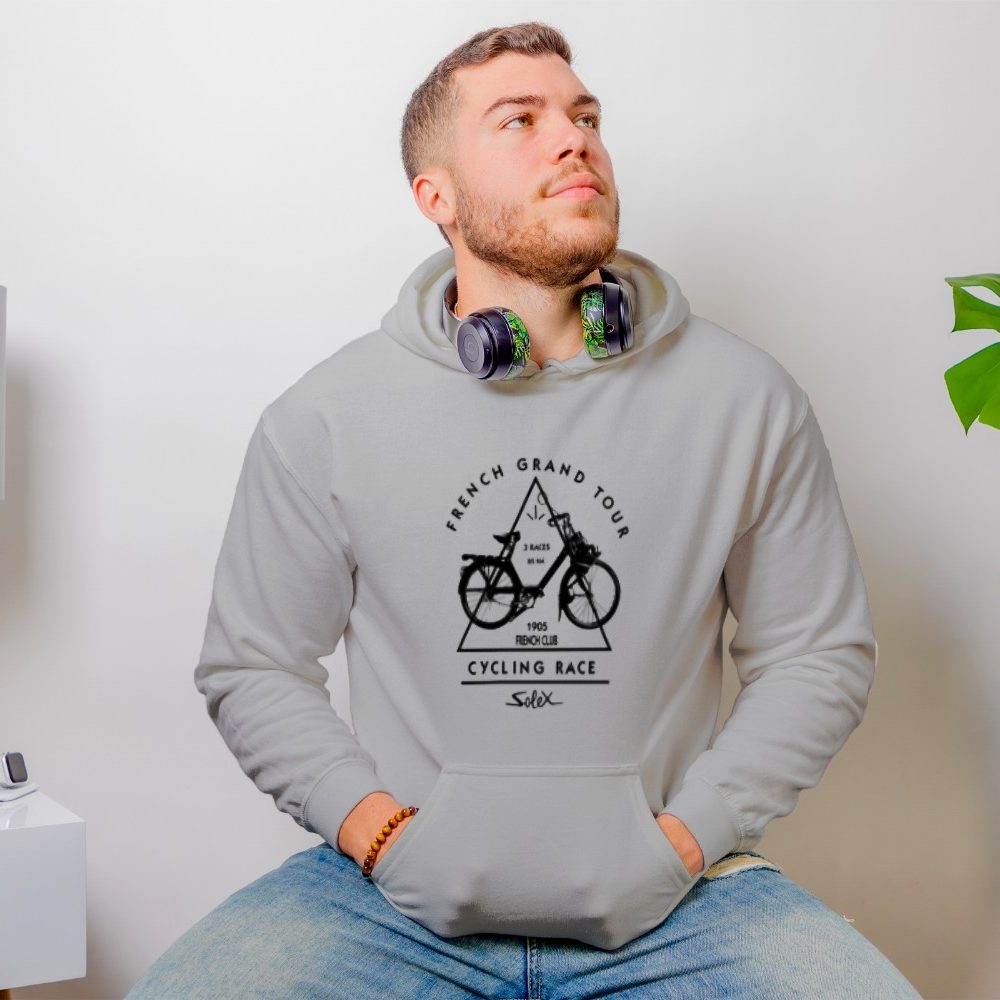 Sweat-shirt à capuche Homme Solex avec un design de Solex French Grand Tour noir