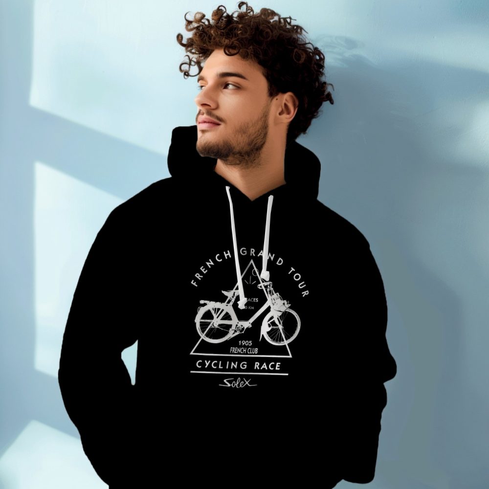 Sweat-shirt à capuche Homme Solex avec un design de Solex French Grand Tour blanc