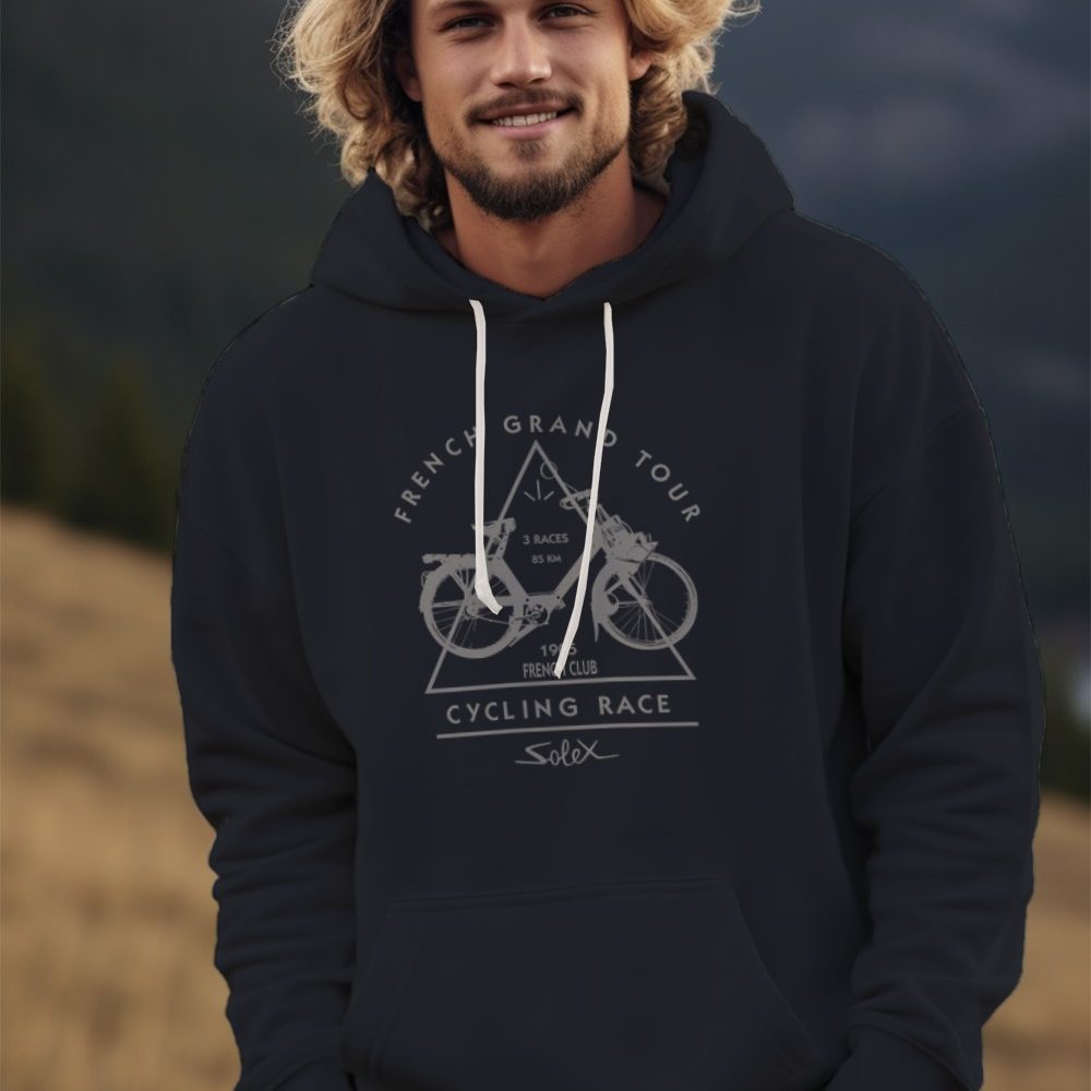 Sweat-shirt à capuche Homme Solex avec un design de Solex French Grand Tour gris