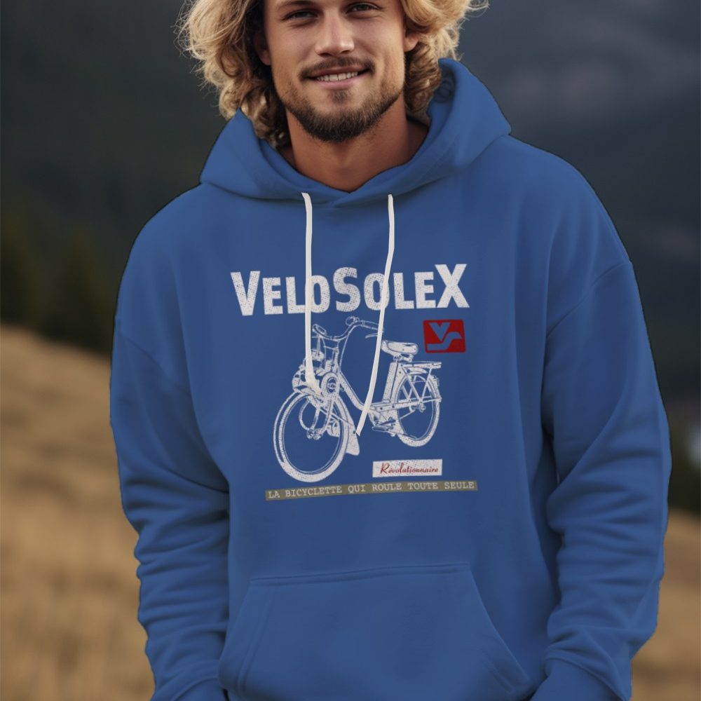 Sweat-shirt à capuche Homme Solex avec un design de Solex Révolutionnaire blanc