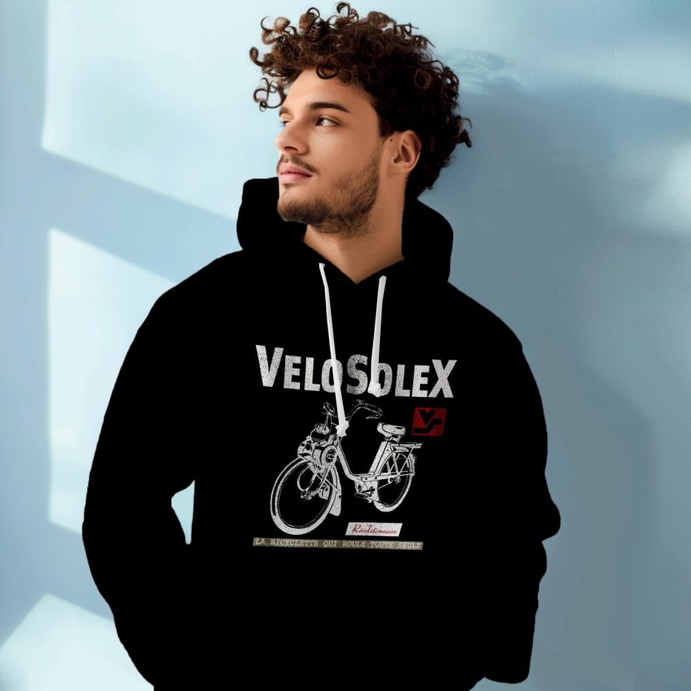 Sweat-shirt à capuche Homme Solex avec un design de Solex Révolutionnaire blanc