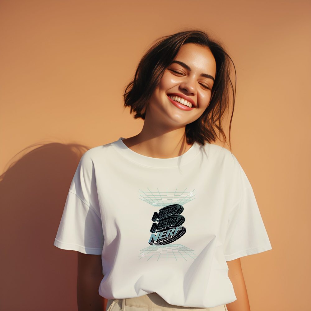 T-shirt oversize coton bio Femme Nerf avec un design de Nerf 3D