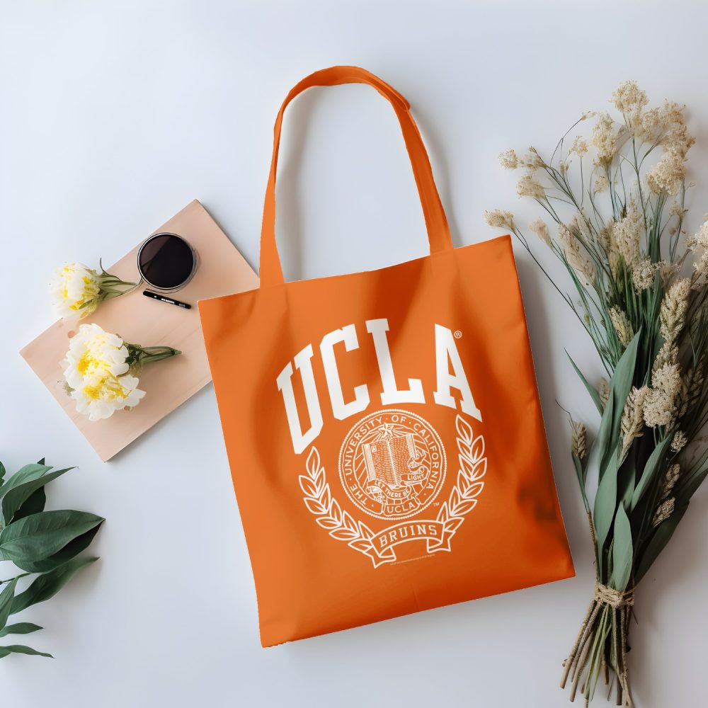 Tote bag coton bio UCLA avec un design de UCLA Écusson blanc