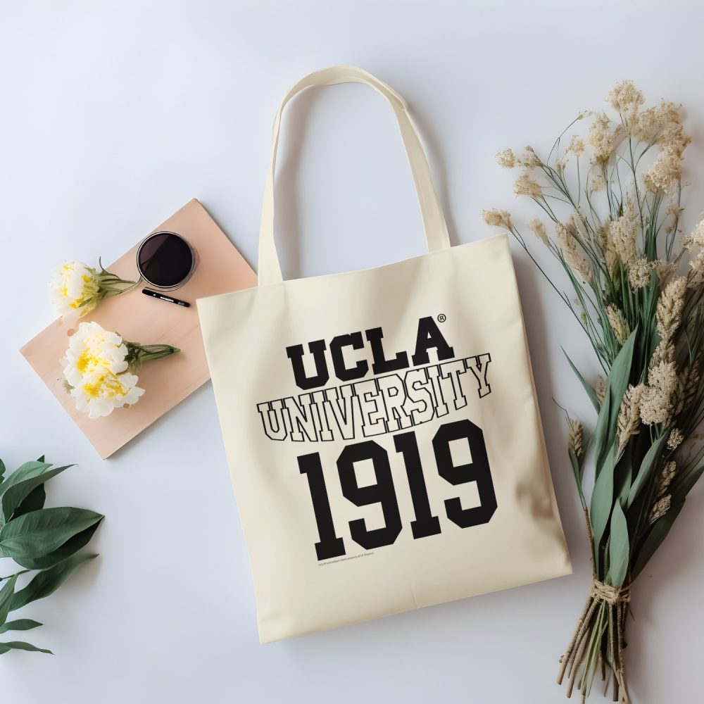 Tote bag coton bio UCLA avec un design de UCLA University 1919 noir
