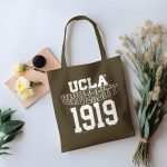 Tote bag coton bio UCLA avec un design de UCLA University 1919 blanc