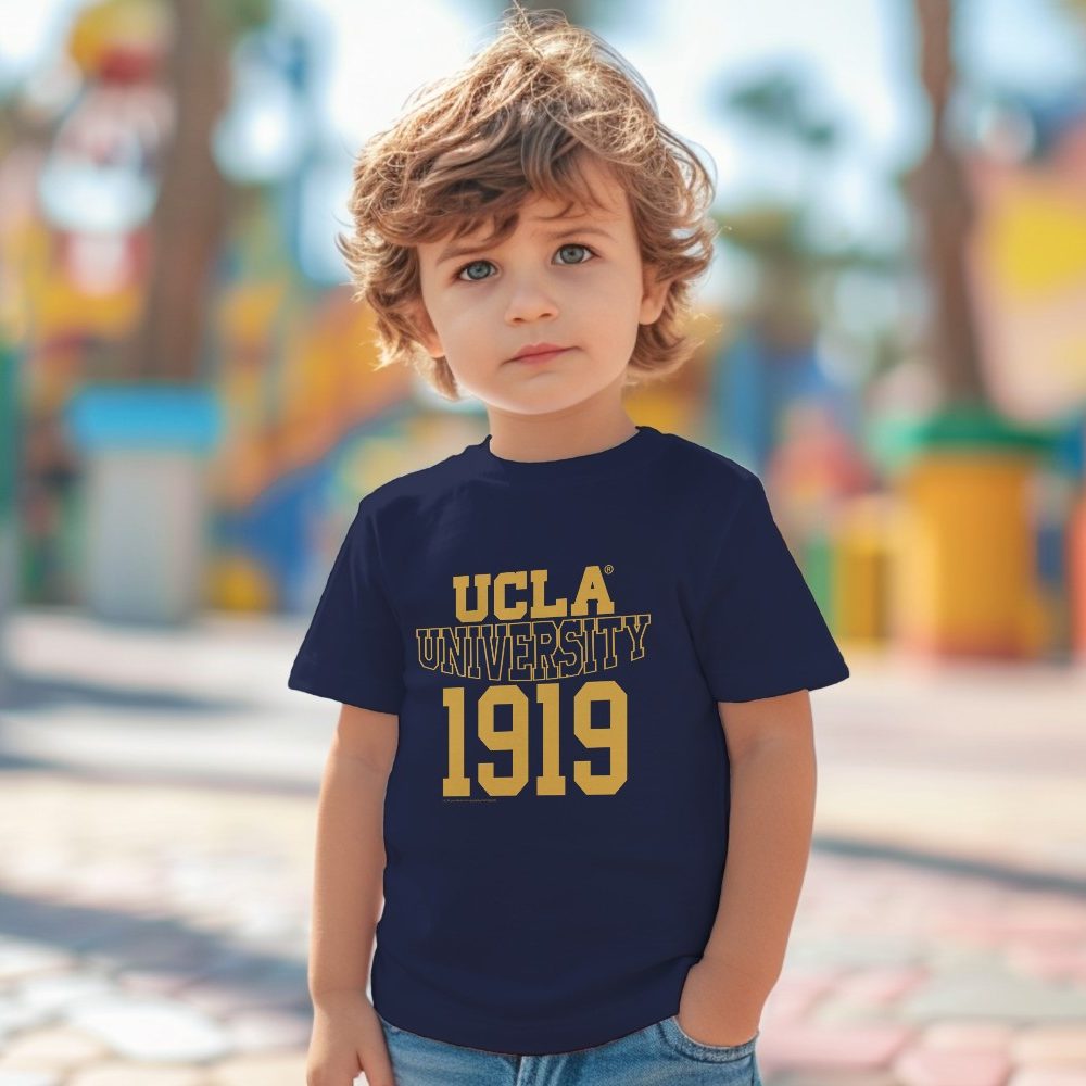 T-shirt coton bio Bébé UCLA avec un design de UCLA University 1919 jaune