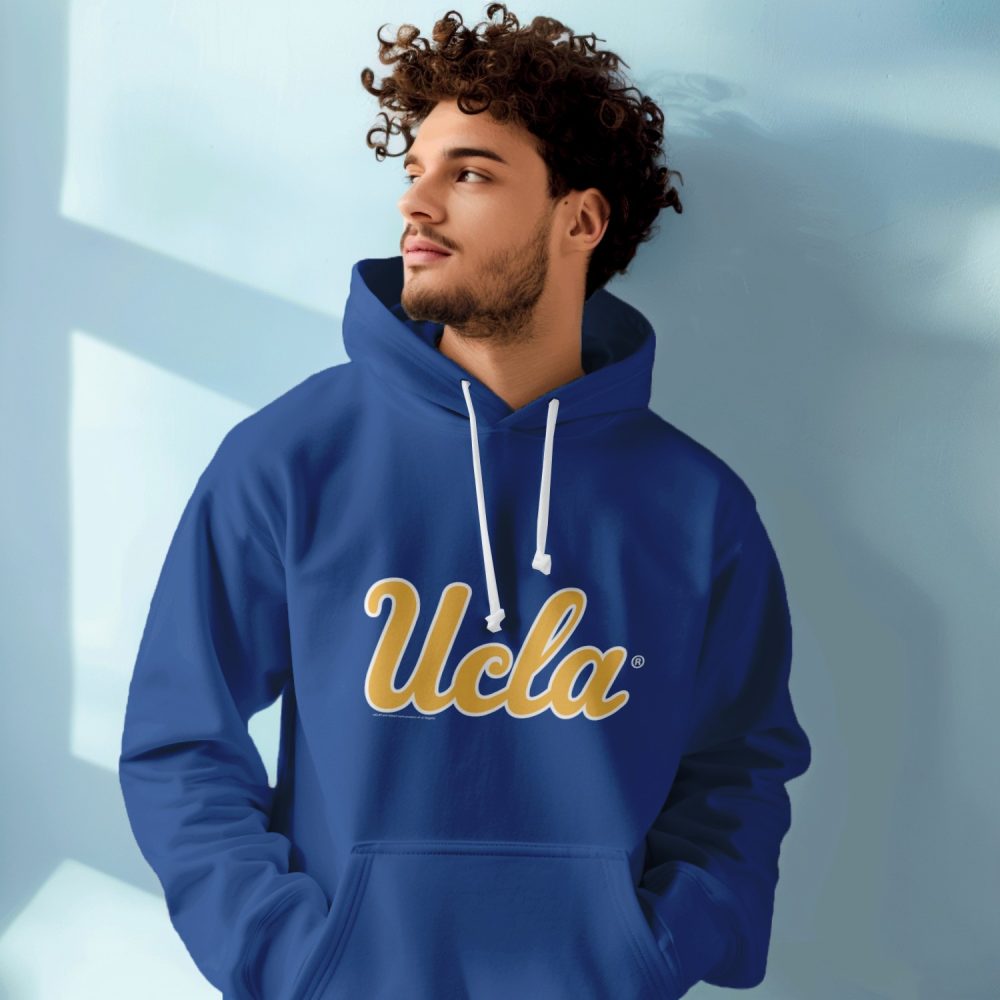 Sweat-shirt à capuche Homme UCLA avec un design de UCLA Curvy jaune contour blanc