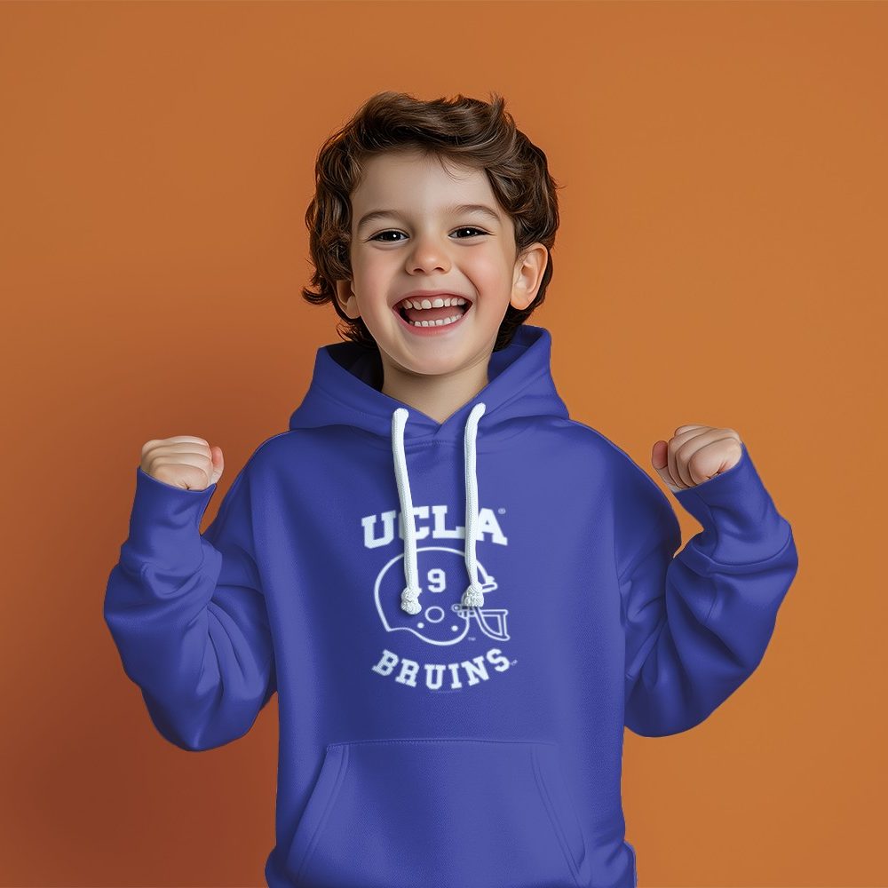 Pull à capuche Enfant UCLA avec un design de UCLA Casque 19 Bruins