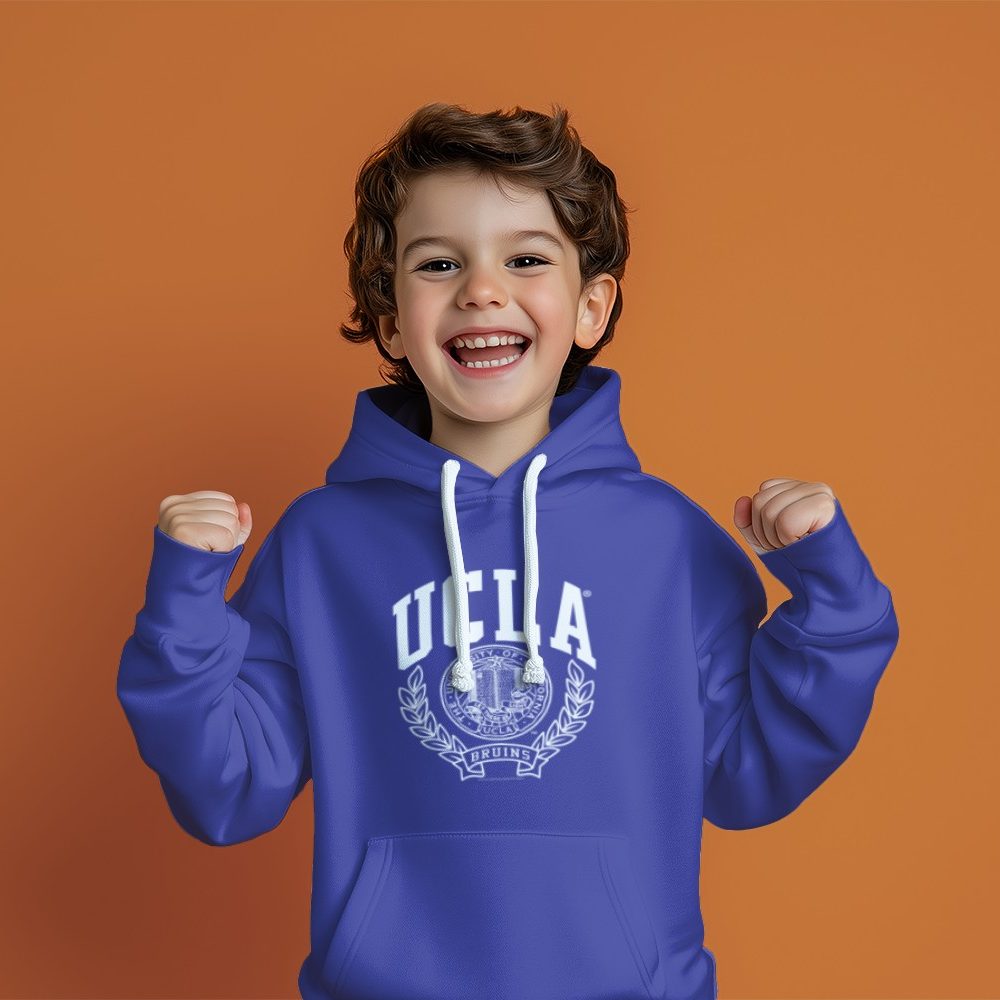 Pull à capuche Enfant UCLA avec un design de UCLA Écusson blanc