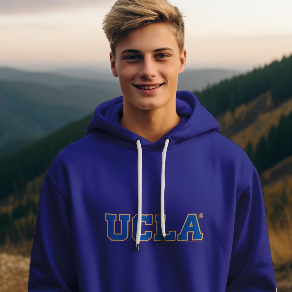 Pull à capuche Enfant UCLA avec un design de UCLA bleu contour jaune