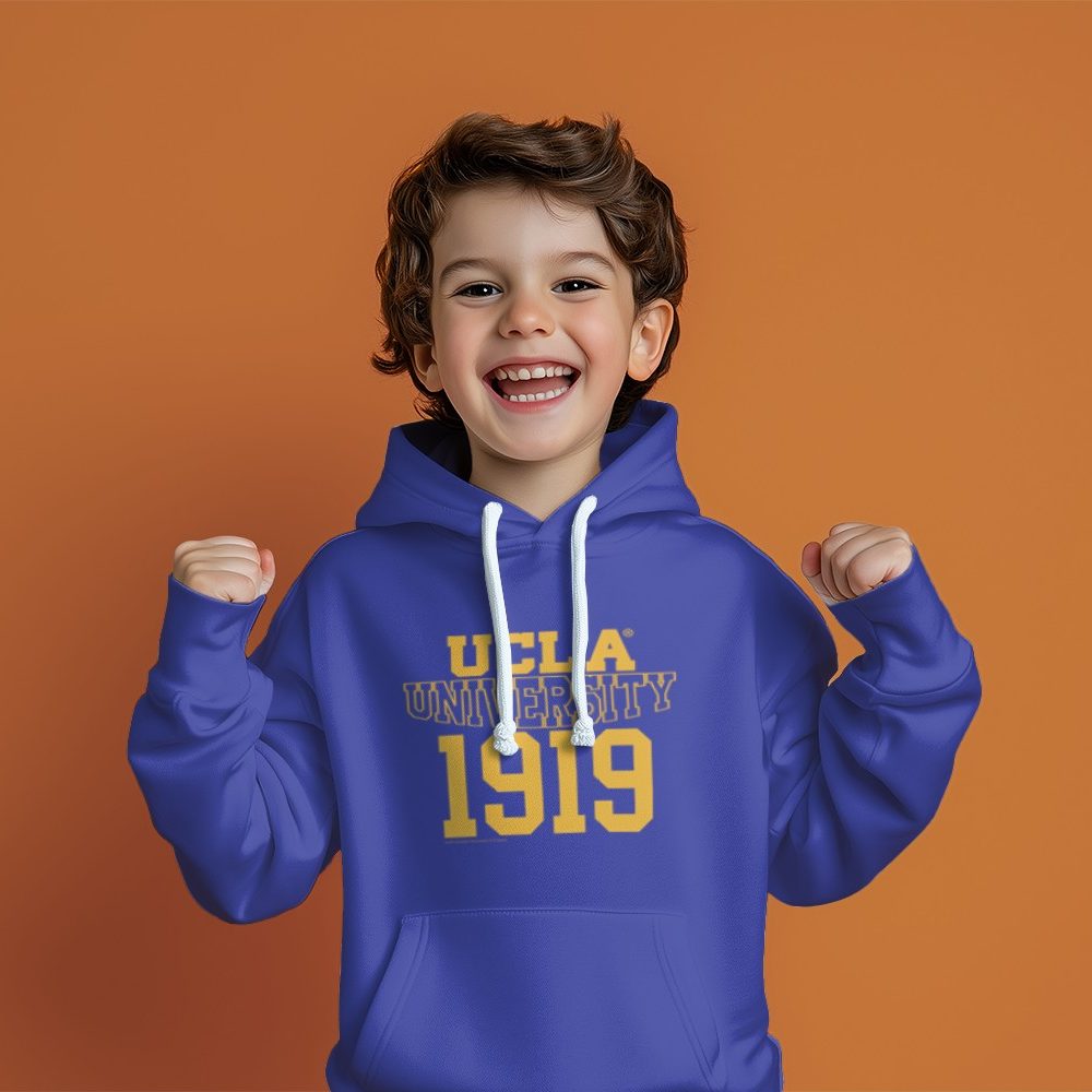 Pull à capuche Enfant UCLA avec un design de UCLA University 1919 jaune