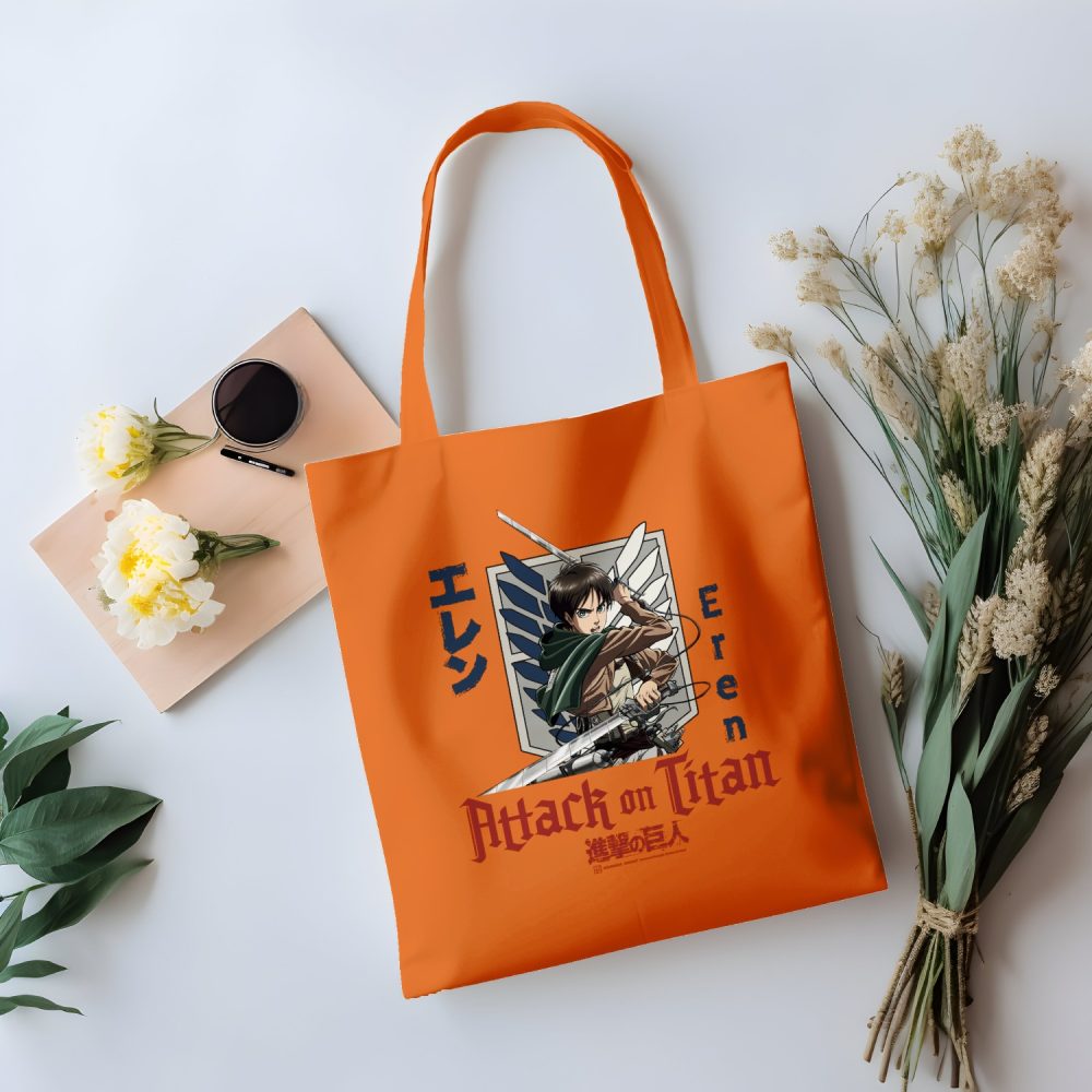 Tote bag coton bio Attack On Titan avec un design de Attack On Titan Eren