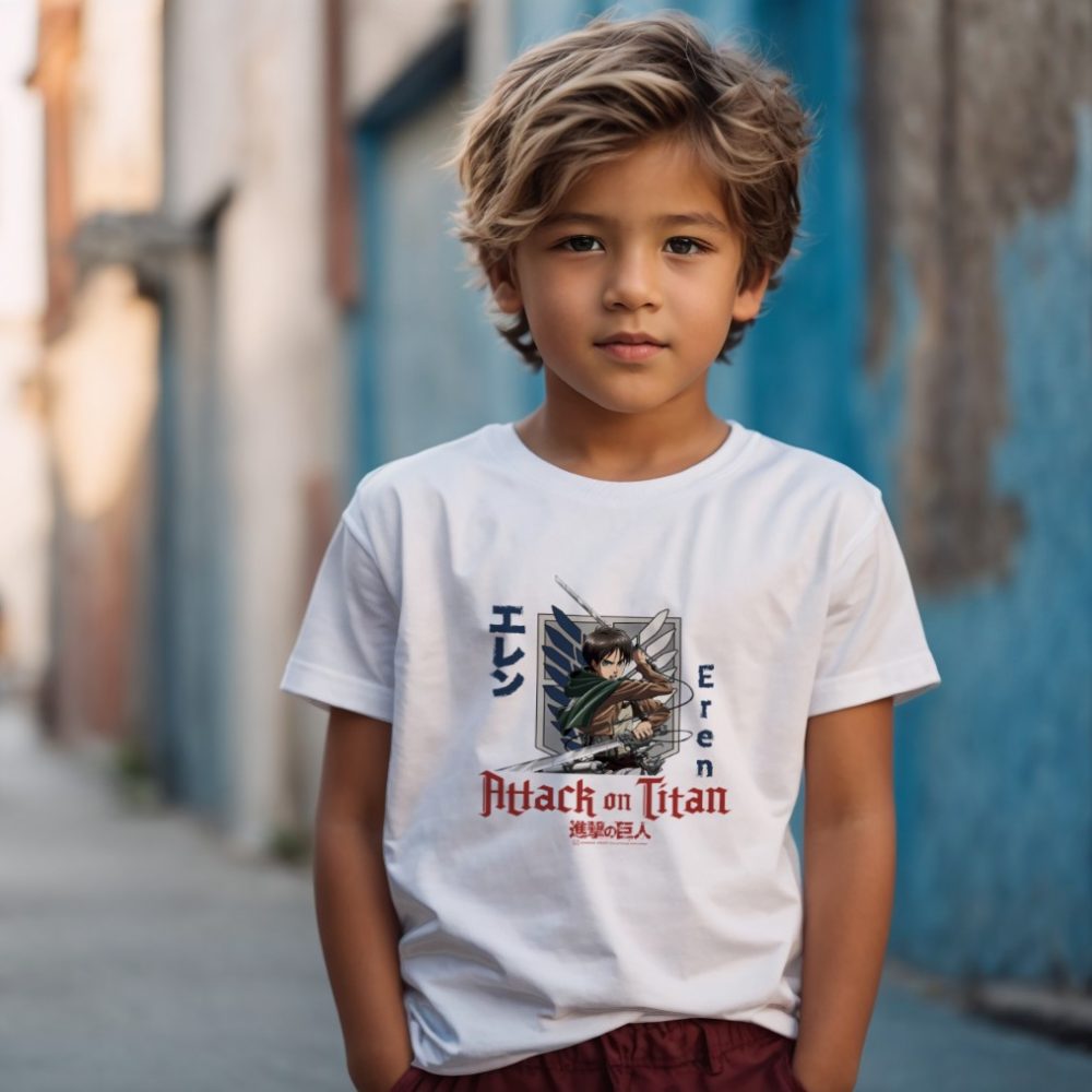 T-shirt Enfant Attack On Titan avec un design de Attack On Titan Eren