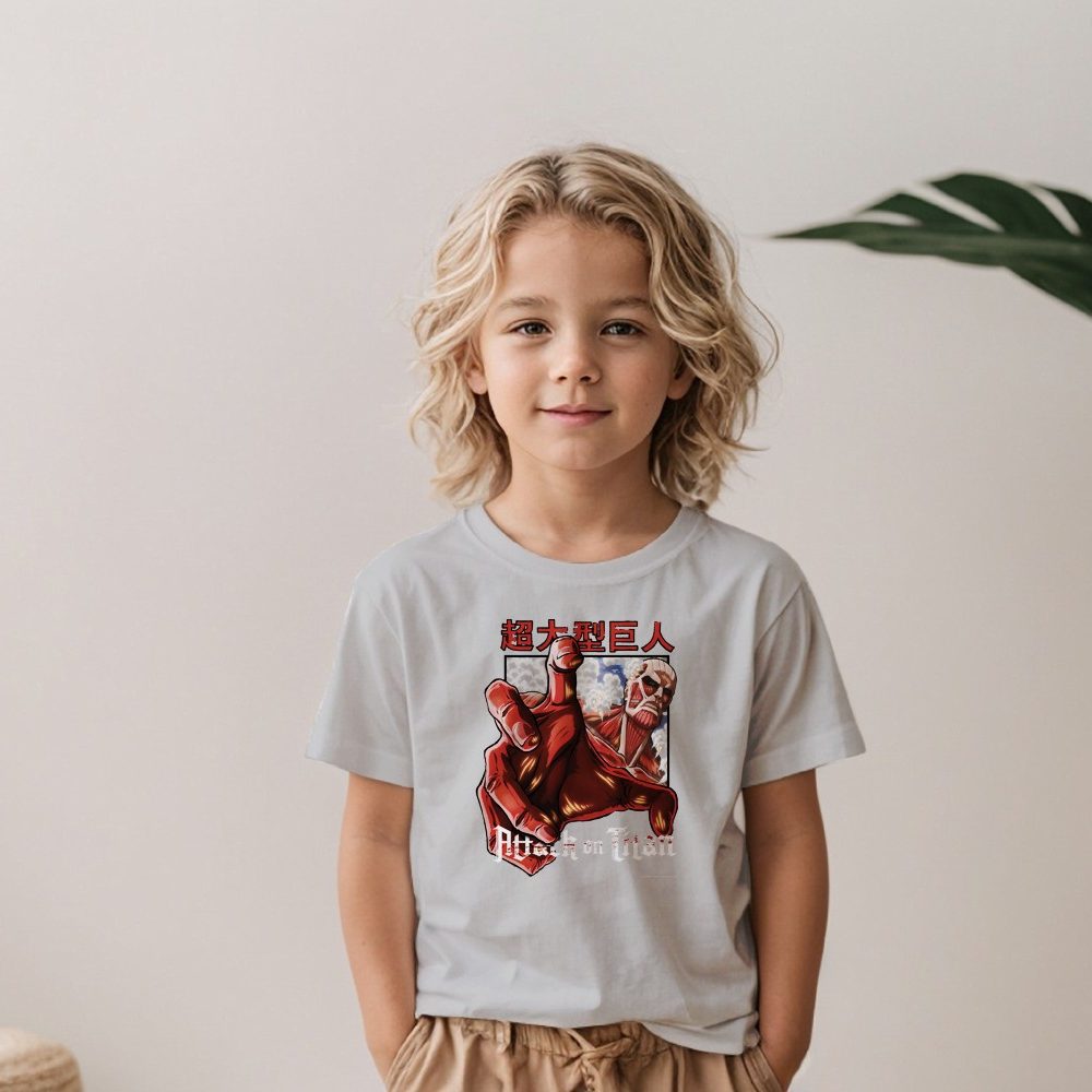 T-shirt Enfant Attack On Titan avec un design de Attack On Titan Hand blanc