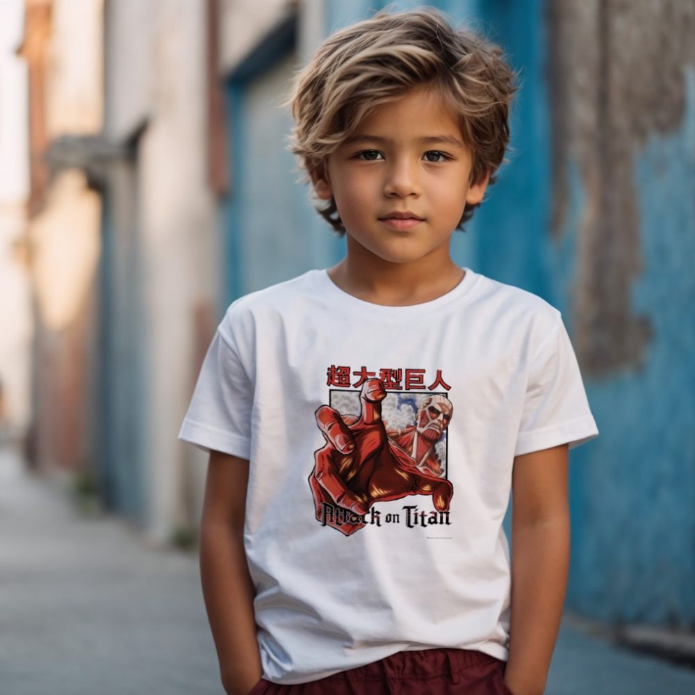 T-shirt Enfant Attack On Titan avec un design de Attack On Titan Hand noir