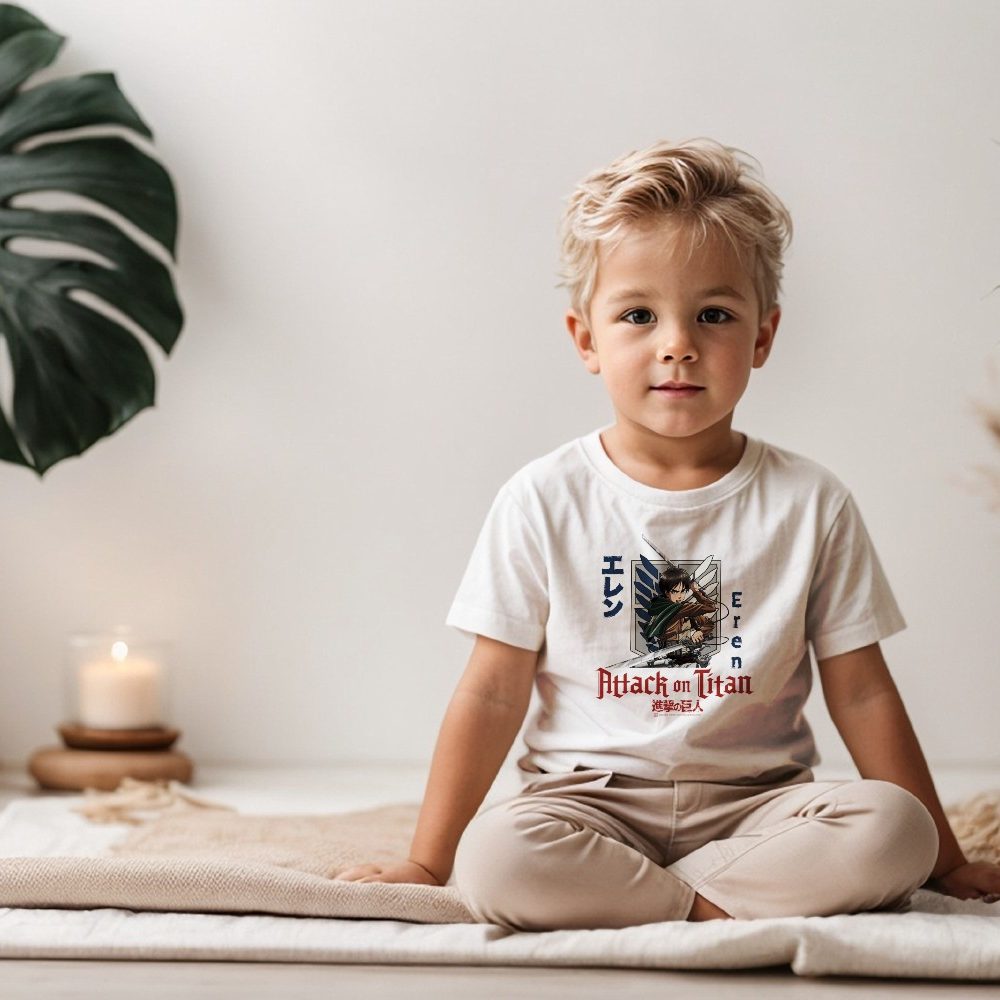 T-shirt bio Bébé Attack On Titan avec un design de Attack On Titan Eren