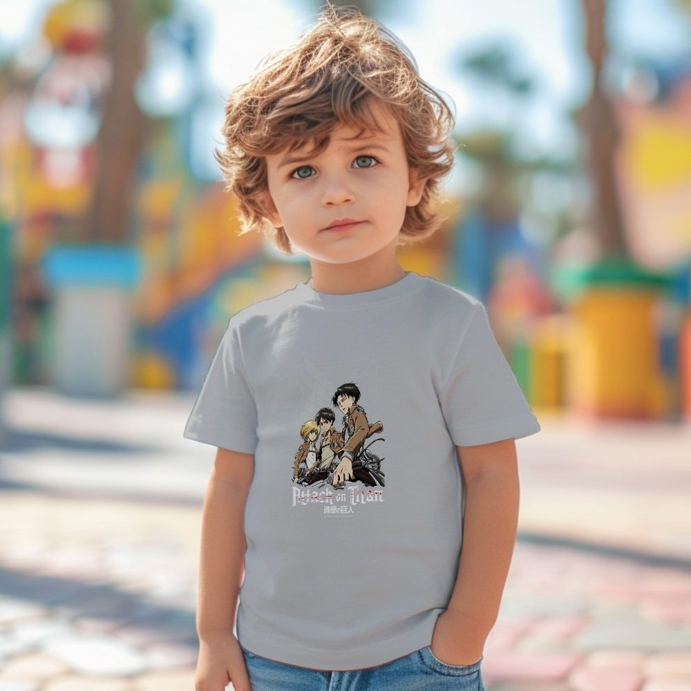 T-shirt bio Bébé Attack On Titan avec un design de Attack On Titan Group blanc