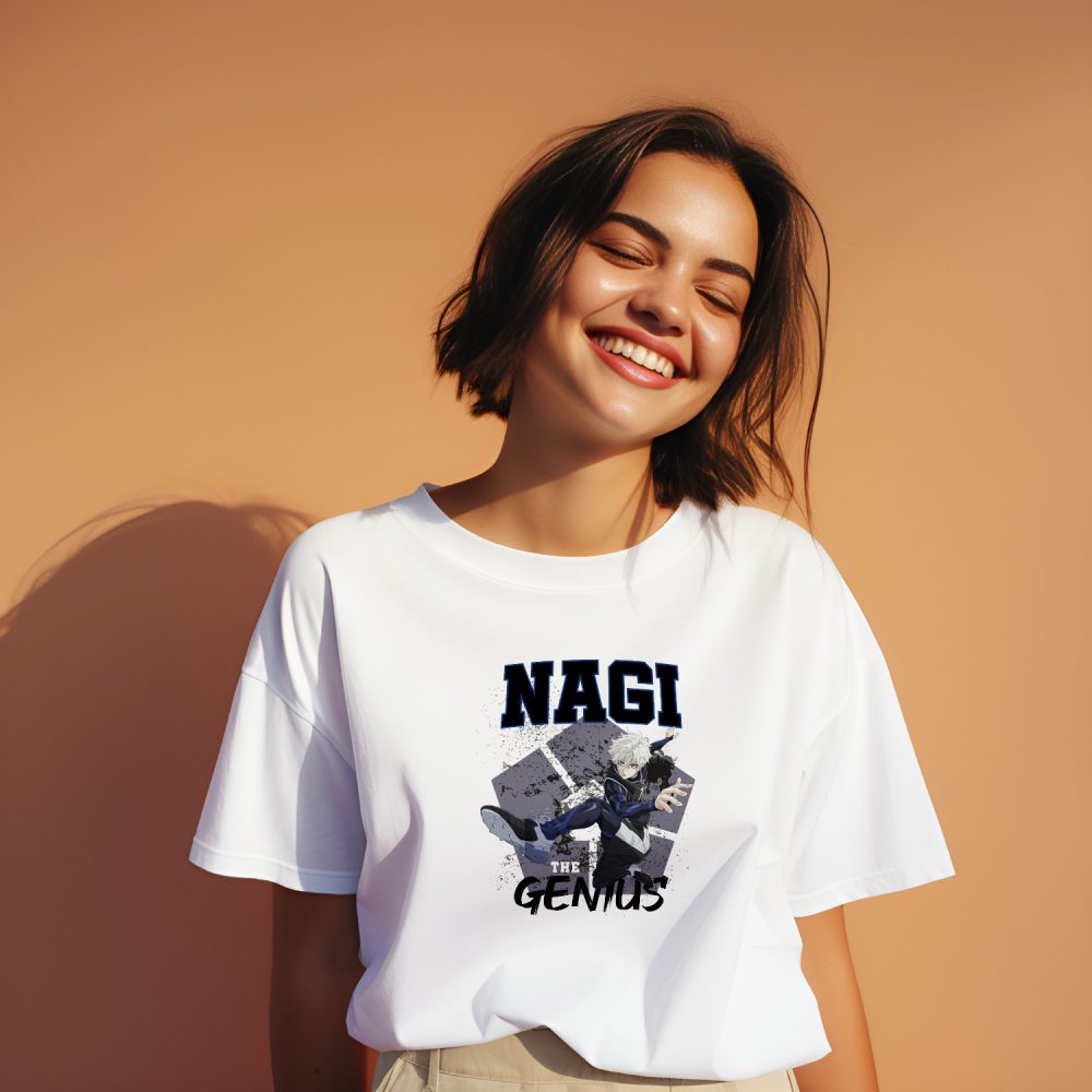 T-shirt oversize coton bio Femme Bluelock avec un design de Bluelock Nagi The Genuis noir