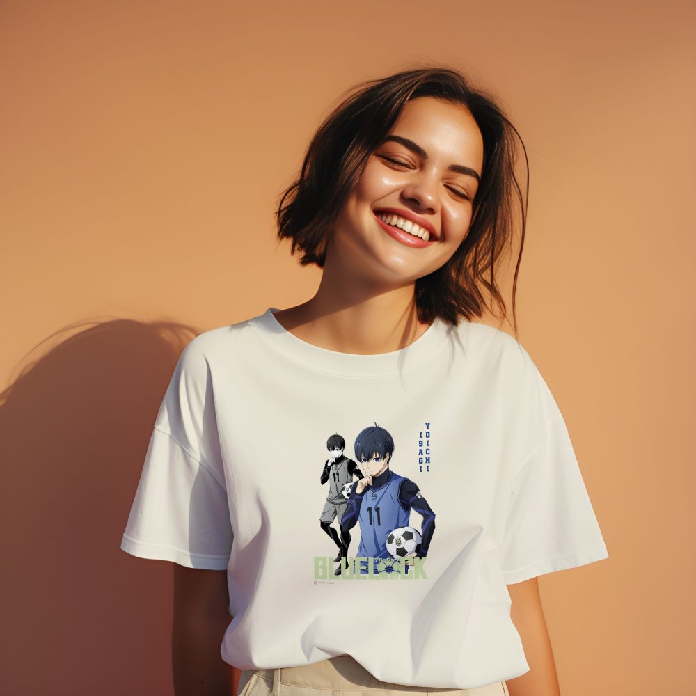 T-shirt oversize coton bio Femme Bluelock avec un design de Bluelock Isagi Yoichi 11 vert