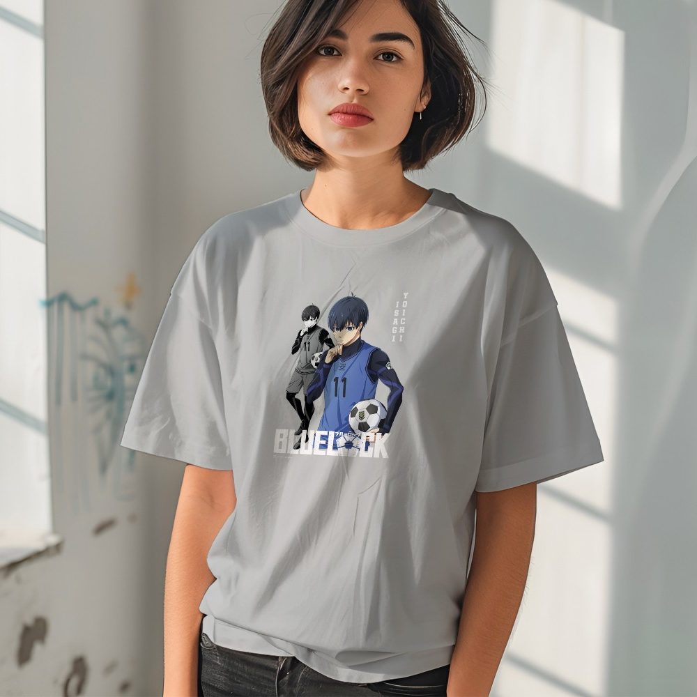 T-shirt oversize coton bio Femme Bluelock avec un design de Bluelock Isagi Yoichi 11 blanc