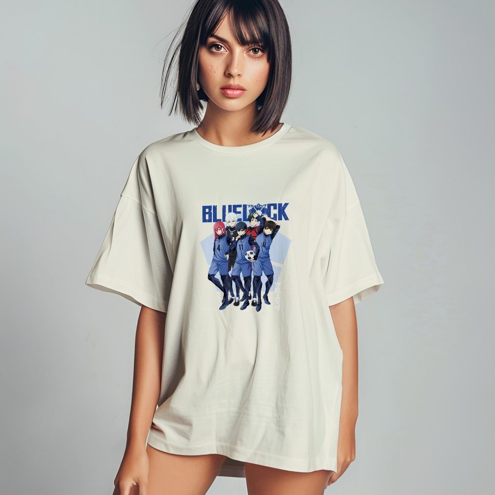T-shirt oversize coton bio Femme Bluelock avec un design de Bluelock Team blanc
